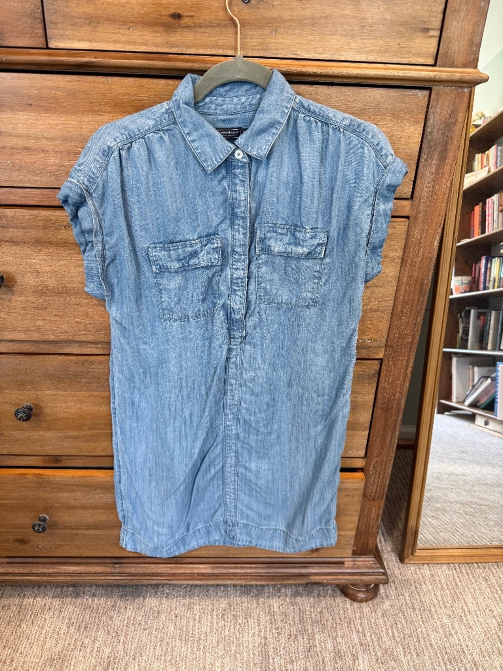 Vineyard Vines Short‑Sleeve Denim Shirt Dress – XS